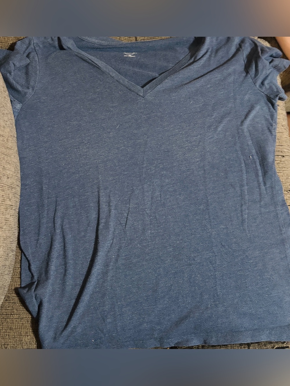 Mossimo Supply Co. Heather Navy V-Neck Tee